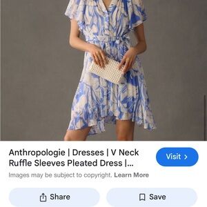 Anthropologie Blue and White V-Neck Dress